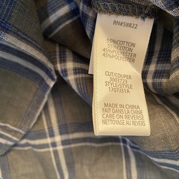 MAX STUDIO GREEN FLANNEL BUTTON DOWN SIZE LARGE - Picture 3 of 5